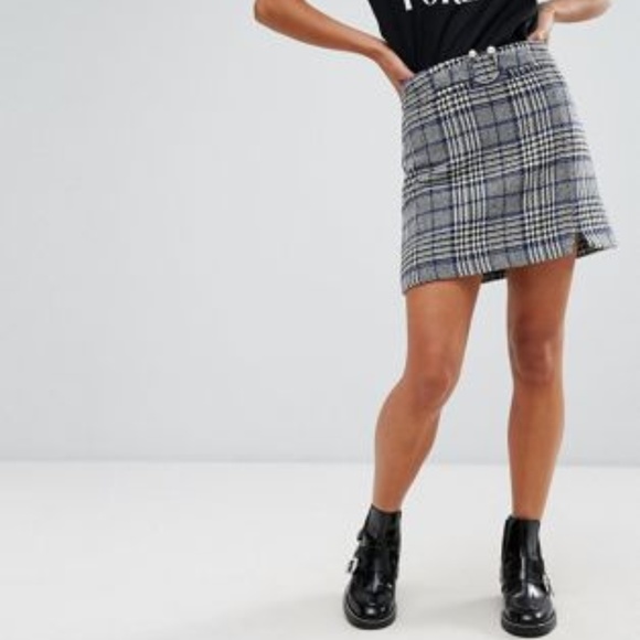 ASOS Check Mini Skirt with Pearl Trim WITUU - Picture 1 of 8